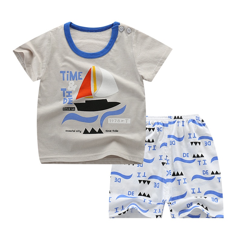 Summer Printed Clothing Set 2 Pcs for Kids