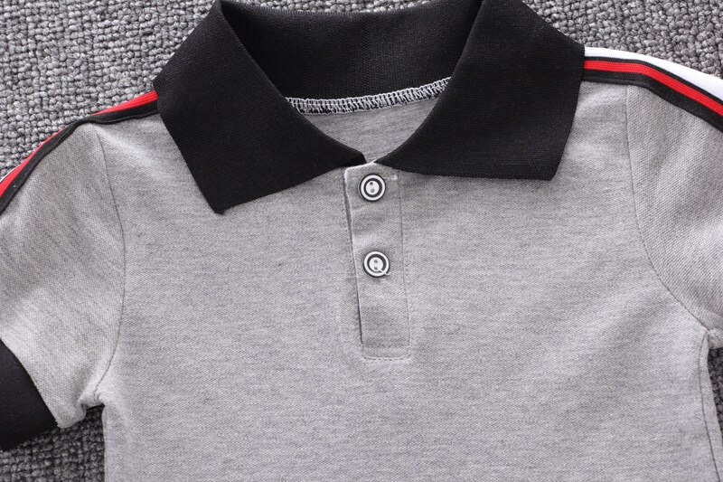 Cotton Boys' Clothing Set in White and Grey