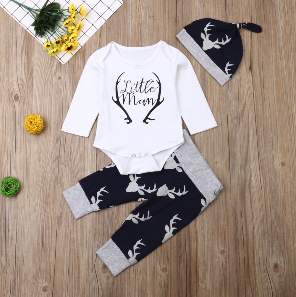 Baby Boy's Cotton Deer Patterned Clothing Set