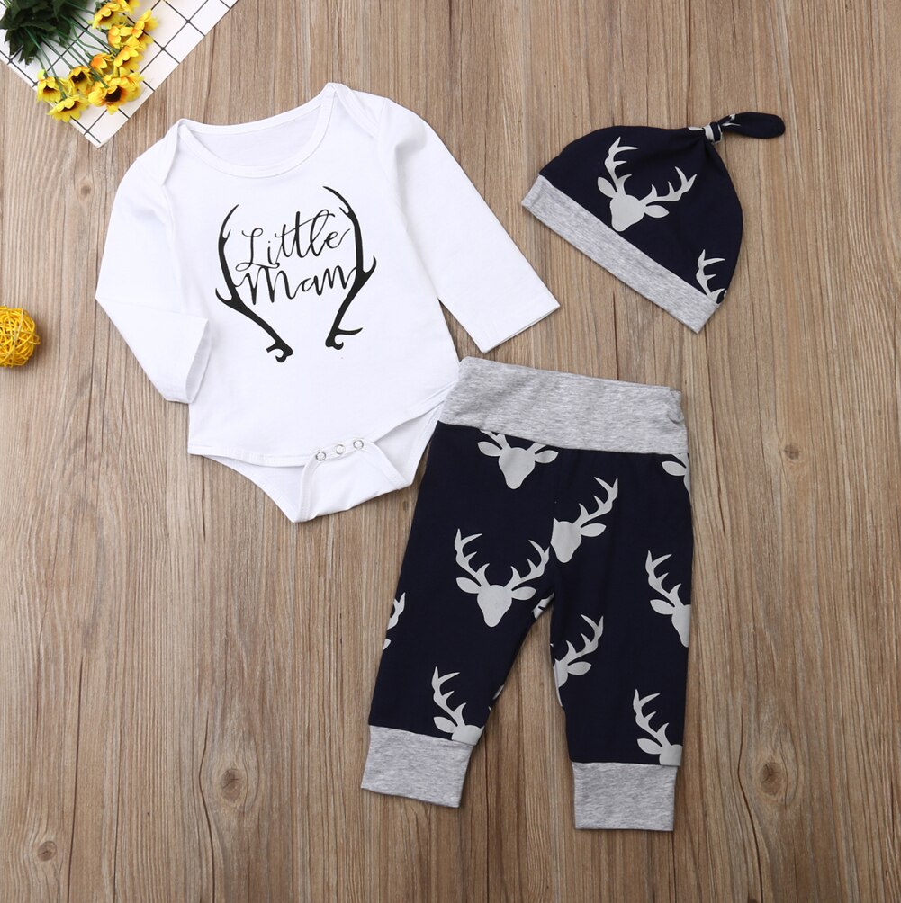 Baby Boy's Cotton Deer Patterned Clothing Set